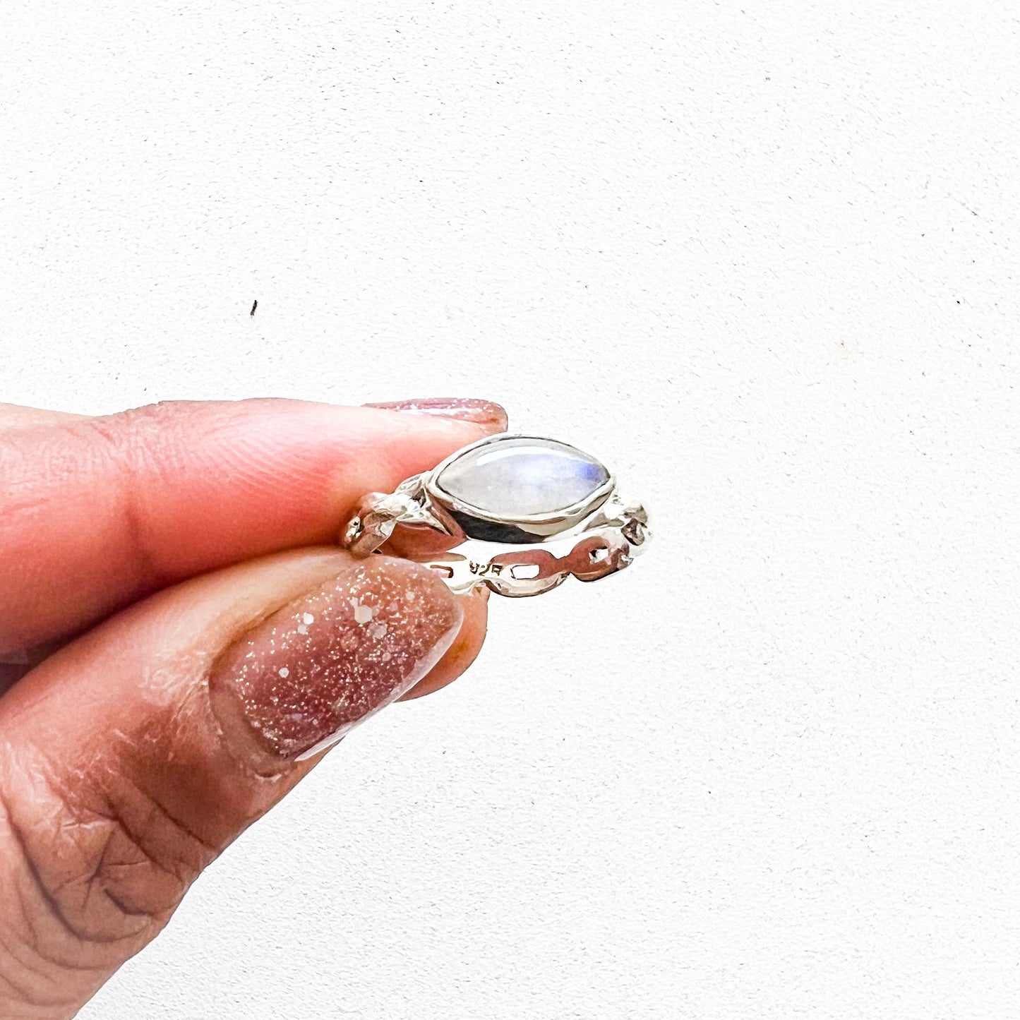 Moonstone link chain ring