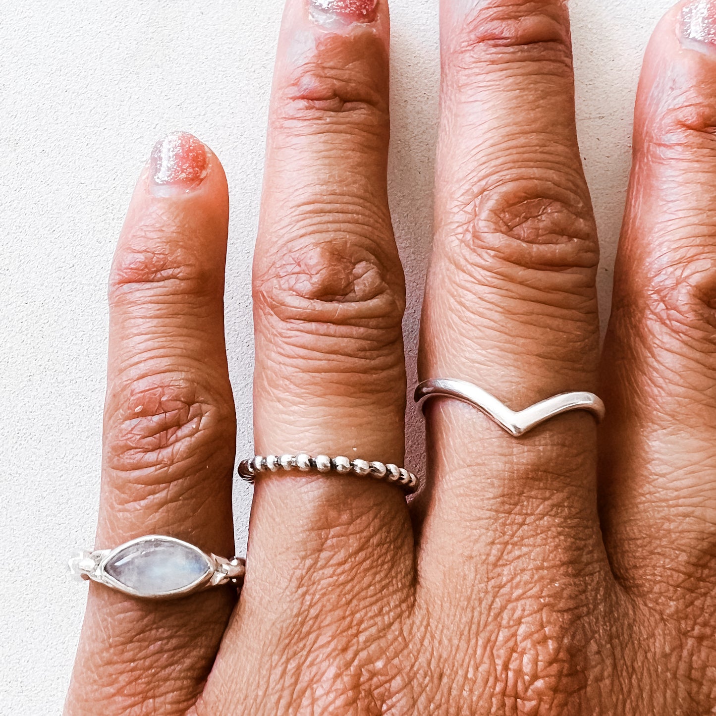 Moonstone link chain ring