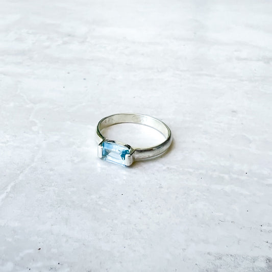 Blue Topaz Baguette Crystal rings