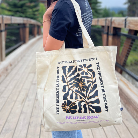 The Present is the Gift - Large Canvas tote